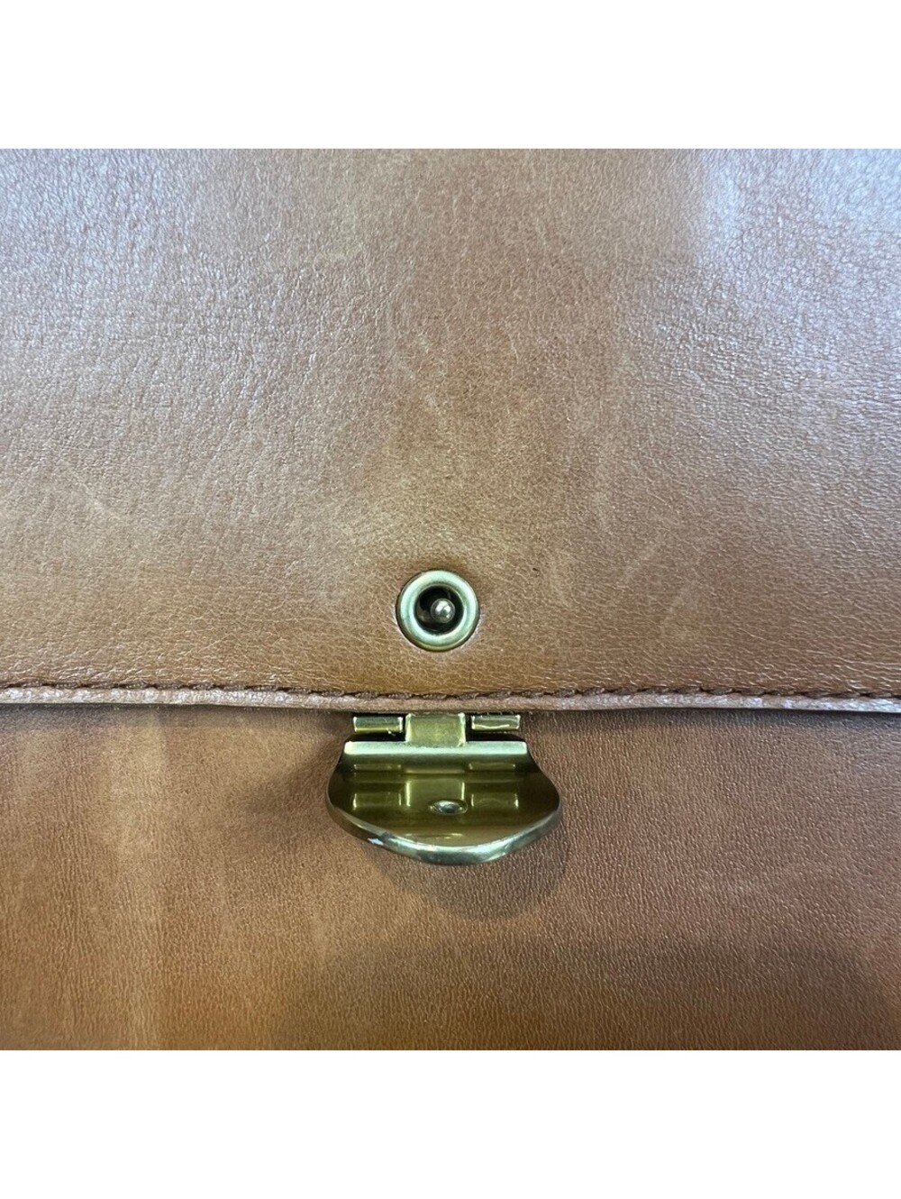 Madewell Vintage Brown Leather Crossbody Bag Brass Clasp Shoulder Purse - Picture 2 of 12